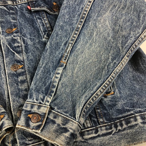 VTG 80s Levi's Jean Jacket Adult Large Blue Acid Wash Trucker Faded Denim USA - Picture 4 of 16